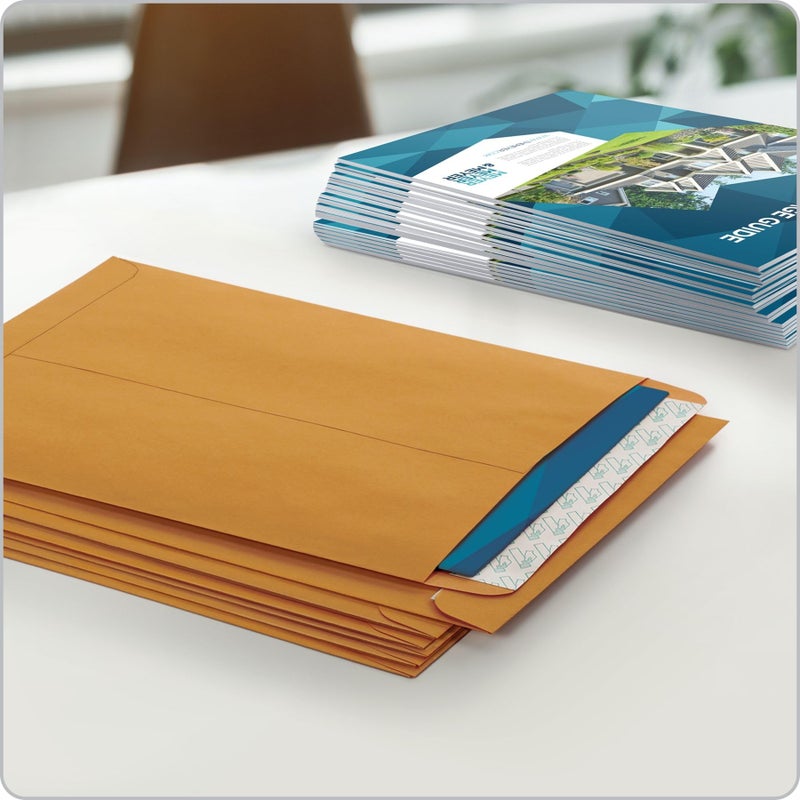Quality Park 9" x 12" Self-Seal Catalog Envelopes, for Mailing, Organizing and Storage, Brown Kraft, Heavy 28-lb Paper, 100 Per Box (QUA44562) - Image 3